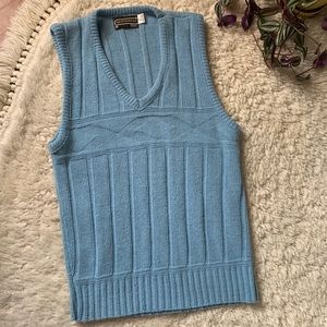 Vintage 70s Men’s Blue V-Neck Sweater Vest See Measurements